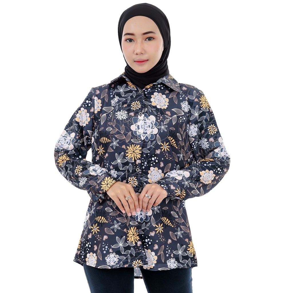 Kemeja Wanita Motif Flower Original Monalisa L XL XXL Jumbo Big Size-05