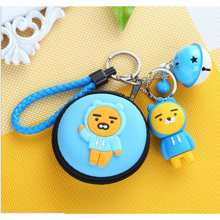 KOTAK EARPHONE KAKAO FRIENDS / Tempat earphone headset dengan Gantungan Kunci Lucu KAKAO FRIENDS