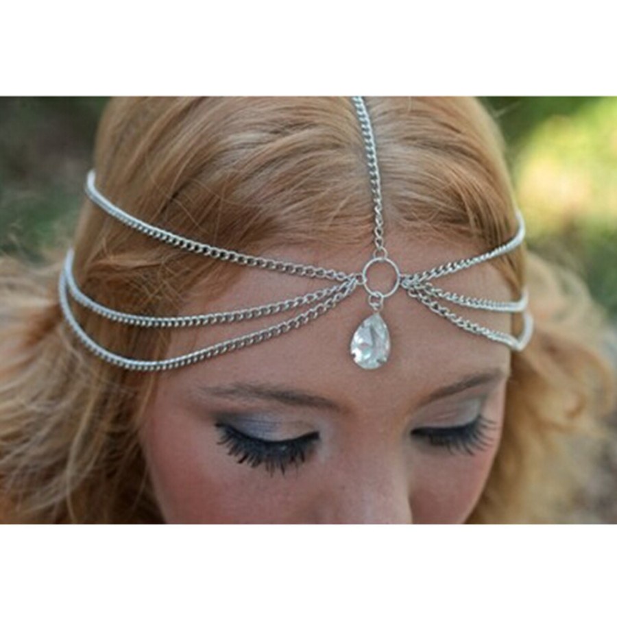 CLEARANCE SALE - JJ0067 - Head Piece Hiasan Kepala Cantik Dengan Kristal Imitasi Kpop Korea Aespa Bohemian