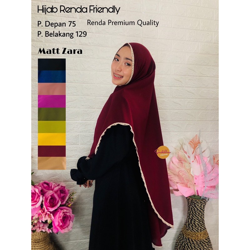 Hijab Syar’i Wanita/ Hijab Tanpa Pet Variasi Renda By sabikha