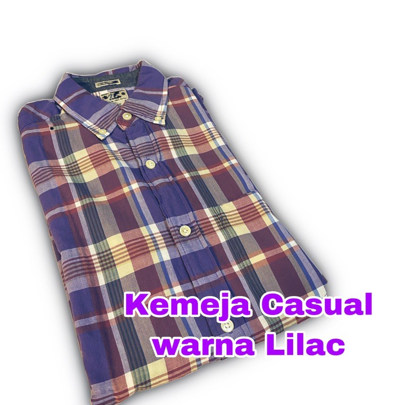 Kemeja pria Casual Warna Lilac
