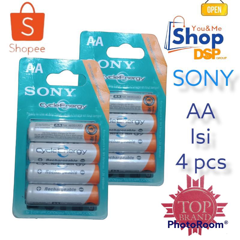 Stoks⭐.melimpah&gt; Baterai Charger Sony AA- A 2 / Baterai Charger Sony AA 4600 Mah isi 4 pcs✿AS➦