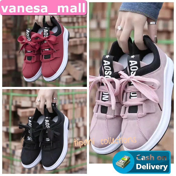 [Jintu99 Original] Sepatu Sneakers Srs Wanita Cewek Trendy Kekini QS262  Wanita / Aosotion - Hitam