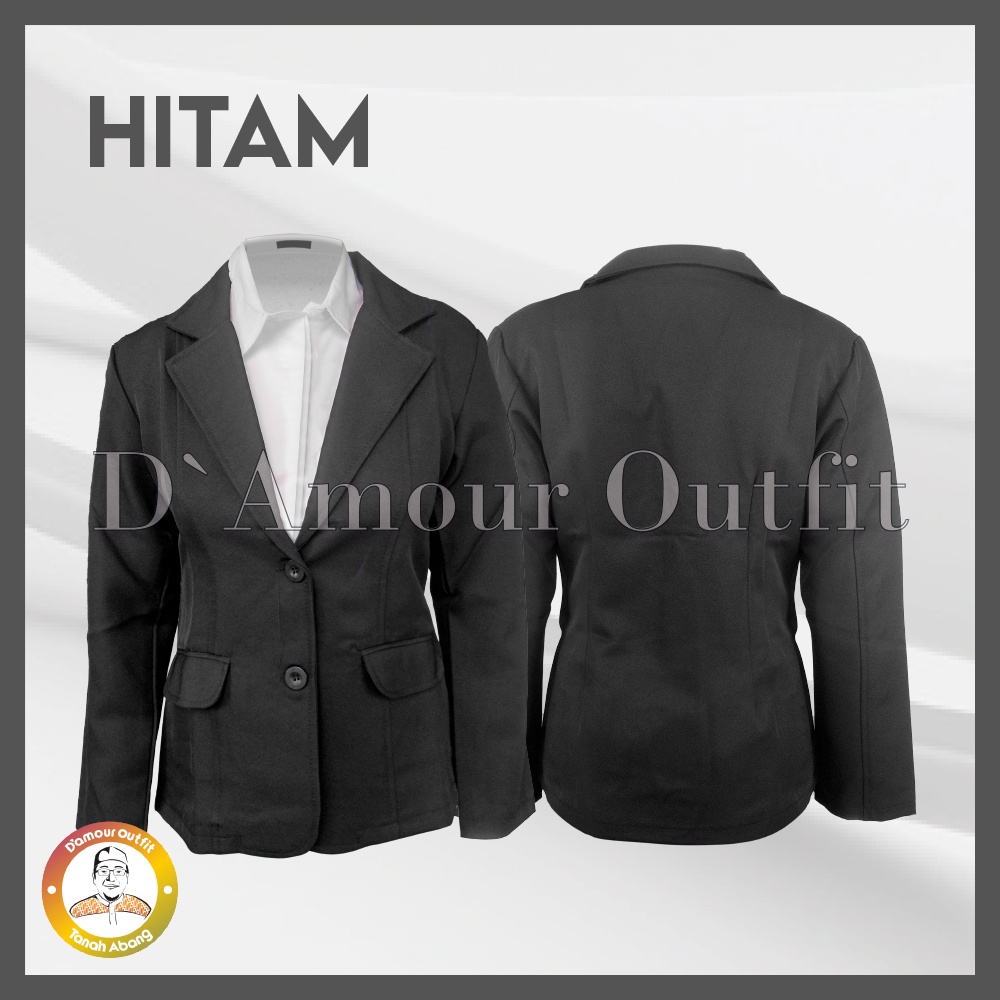 Jas Blazer Wanita Jas Kerja Kantor Cewe Polos Dewasa Anak Jaket Blezer Cewek Pakaian Formal Kantoran Dasar Hitam Rok Span Line A Rempel Celana Bahan Panjang Kancing 2 Jumbo Big Size Cardigan Rompi Outer Perempuan One Set Setelan Stelan Ootd Korean Style