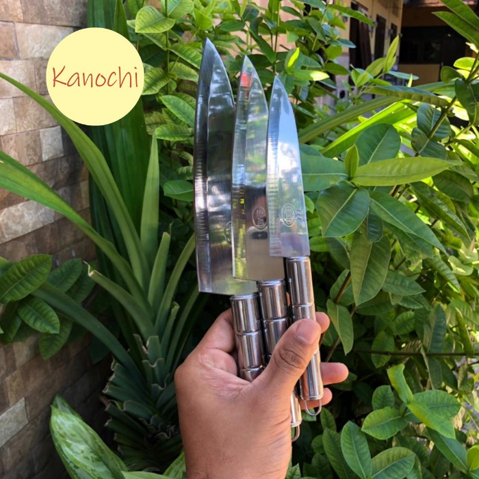 Pisau Dapur Chef Knife Gagang Stainless Steel Lancip