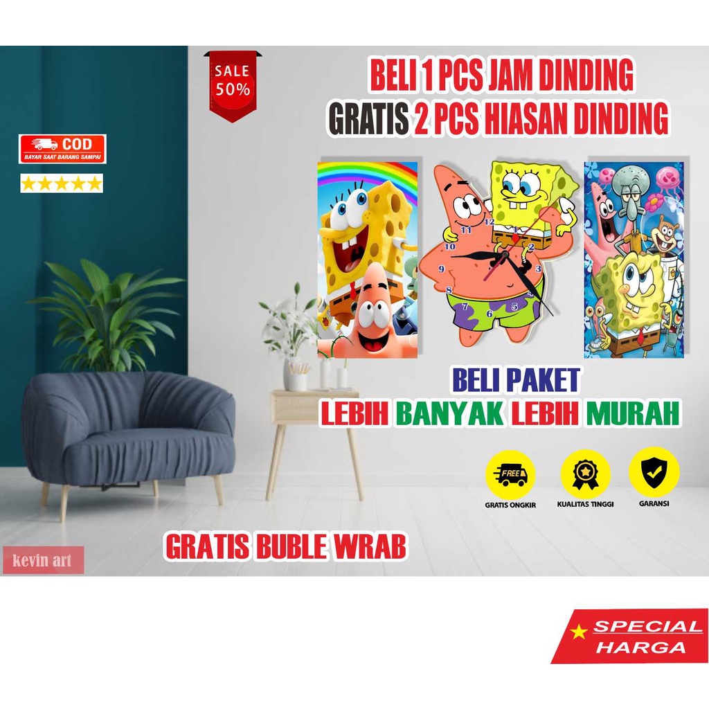 JAM DINDING UNIK MINIMALIS MODERN KARAKTER PATRICK SPONGEBOB HIASAN DINDING RUANG TAMU AKSESORIS DINDING KAYU BESAR UNIK DAN KEREN PAJANGAN DINDING CUSTOM AESTHETIC MURAH TEMPEL TEMBOK 3d DEKORASI DINDING ARTISTIK MODERN MEWAH BAGUS BESAR GLOW IN THE DARK