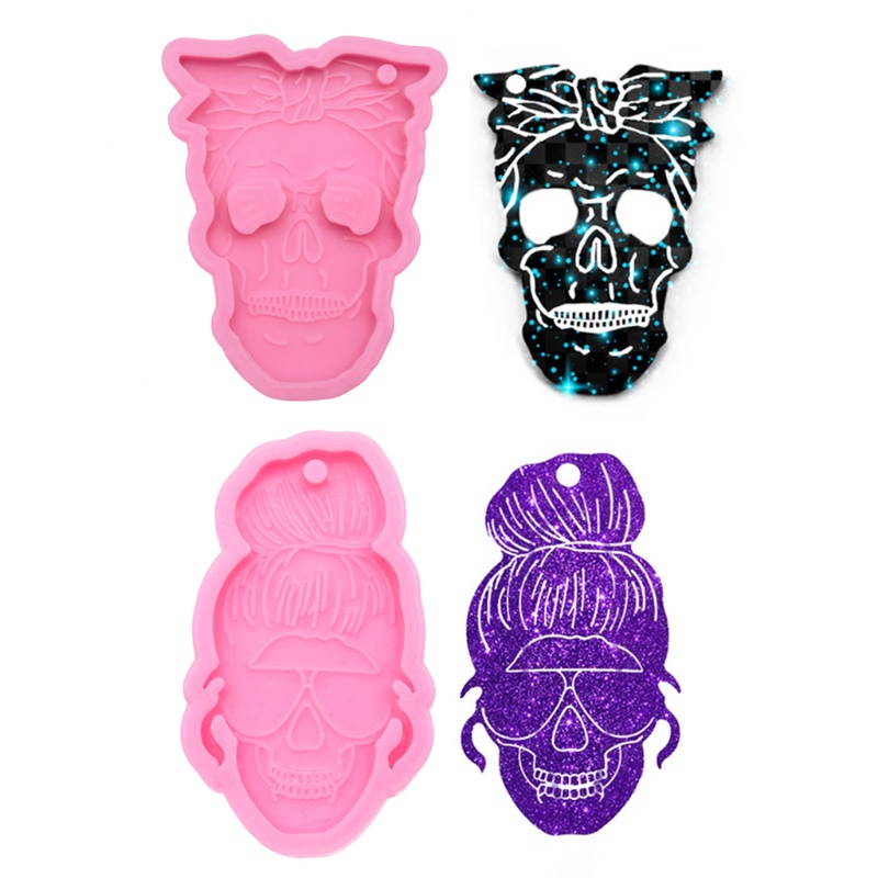 SIY  Skull Men Women Style Keychain Epoxy Resin Mold Key Chain Earrings Pendants Silicone Mould DIY Crafts Jewelry Decorations Casting Tools