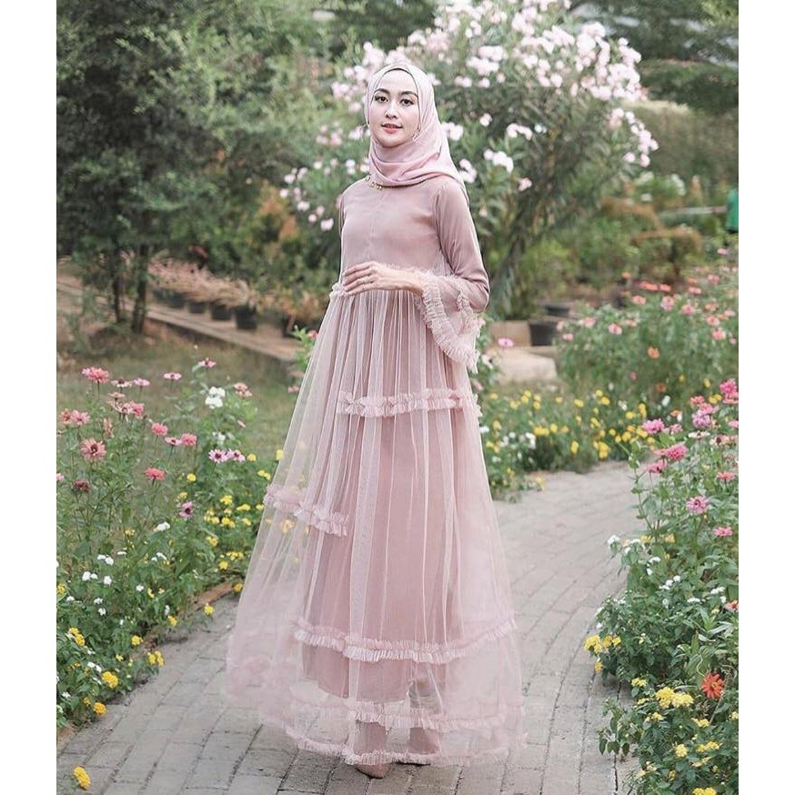  BAJU  PESTA  Farasya Dress Moscrepe KOMBI TILE BAJU  