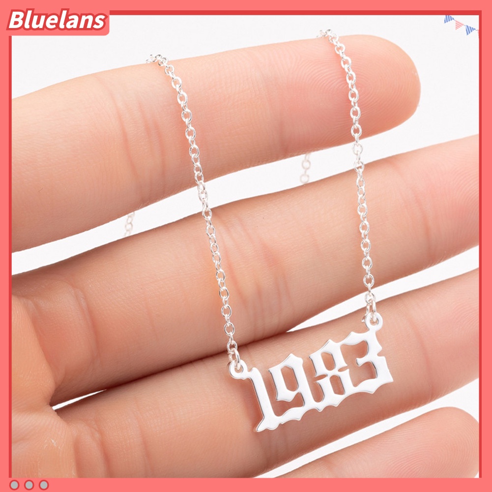 Bluelans 1980-1999 Birth Year Number Charm Pendant Stainless Steel Chain Necklace Jewelry