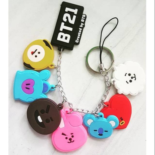 bts bangtan boys gantungan kunci keyring strap hp bt21 all characters kpop