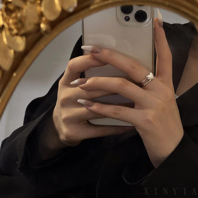 【COD】Cincin Jari Telunjuk Model Dua Sisi Desain Hati Gaya Korea Selatan Untuk Wanita