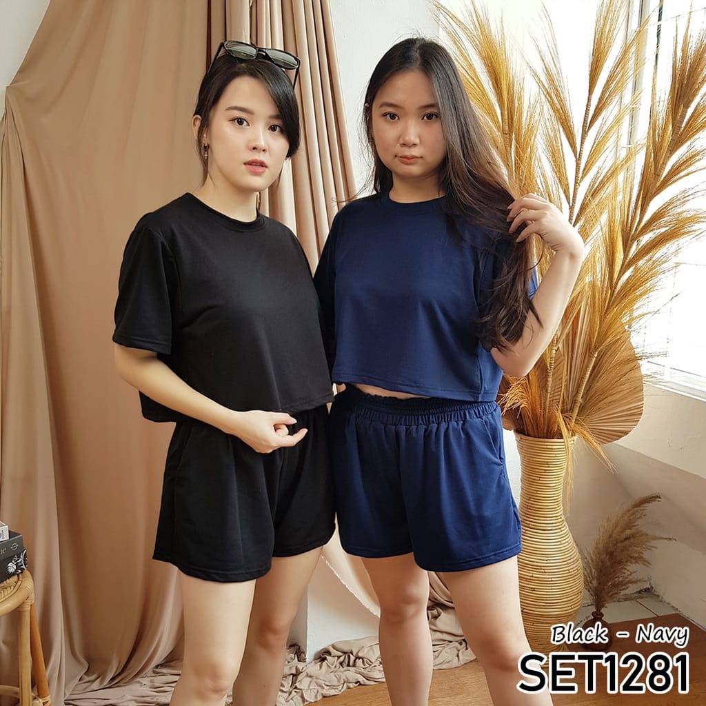 GSC - One Set Crop Top/ Setelan wanita Babyterry polos