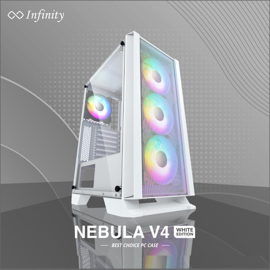 Gaming Case Infinity Nebula V4 White - Tempered Glass - ATX PC Casing