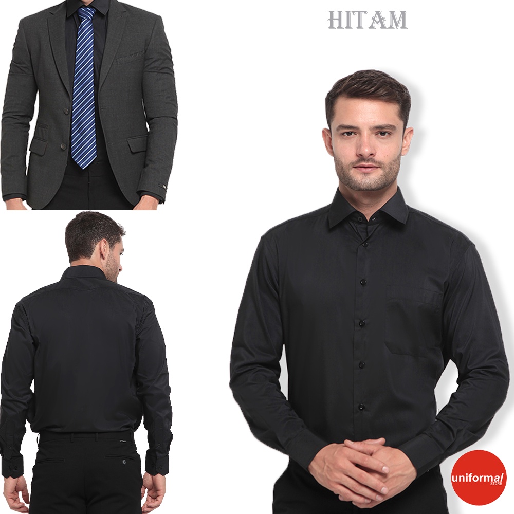 Kemeja Pria Lengan Panjang Casual Polos Dewasa, Atasan kerja Kantor Kantoran Cowok Hem Baju Warna Putih Hitam Abu M L XL Cardinal Executive Jerry Moss Alexis Alisan Casual Terlaris Terbaru