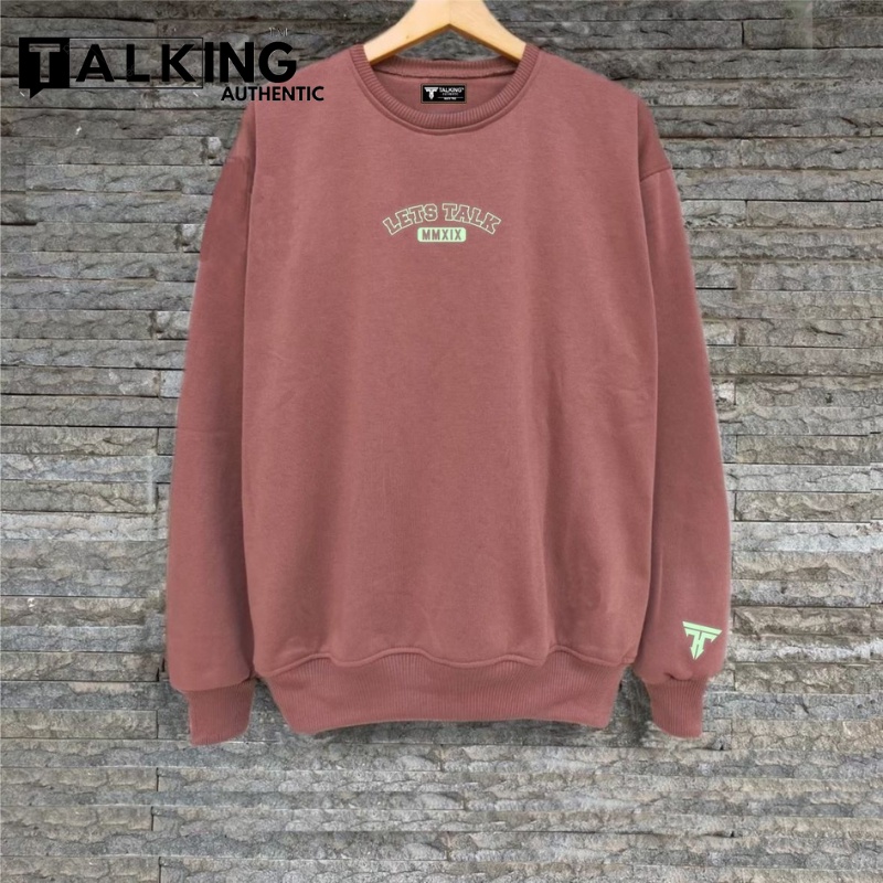 Crewneck Pria LEST TALK Mocca Sweatshirt Sweater Original Distro TALKING AUTHENTIC Sweeter Hudi Oversize Switer Hoodie Unisex Suiter Cardigan Kombinasi Tangan Terbaru Murah Terlaris