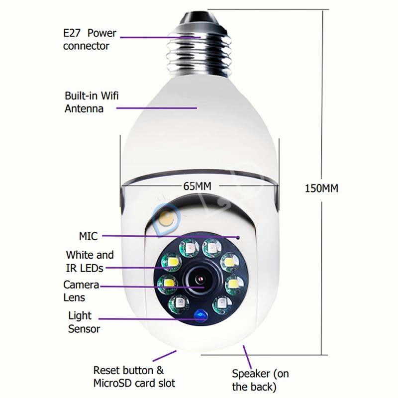 CCTV Lampu 4MP Kamera CCTV Wifi Lampu CCTV 360 Derajat CCTV Murah Lampu Bohlam IP Camera CCTV Wireless Panoramic (Free E27 Interface)