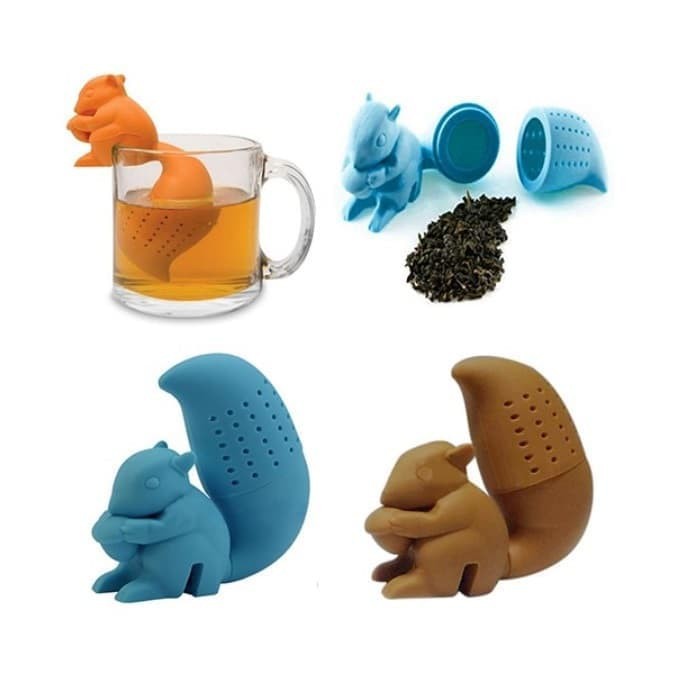 Saringan Teh Silikon Tea Infuser Filter Bentuk Tupai Lucu