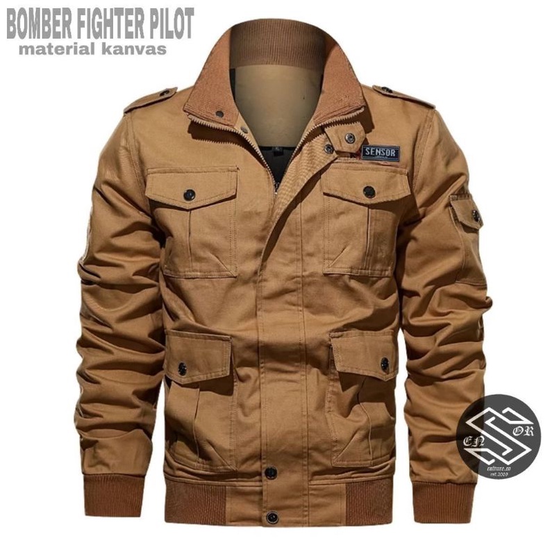 TURUN HARGA ! Jaket Bomber Cowok / Jaket Canvas Pria Terbaru Jaket Bomber Figther Pilot Premium Original Sensor
