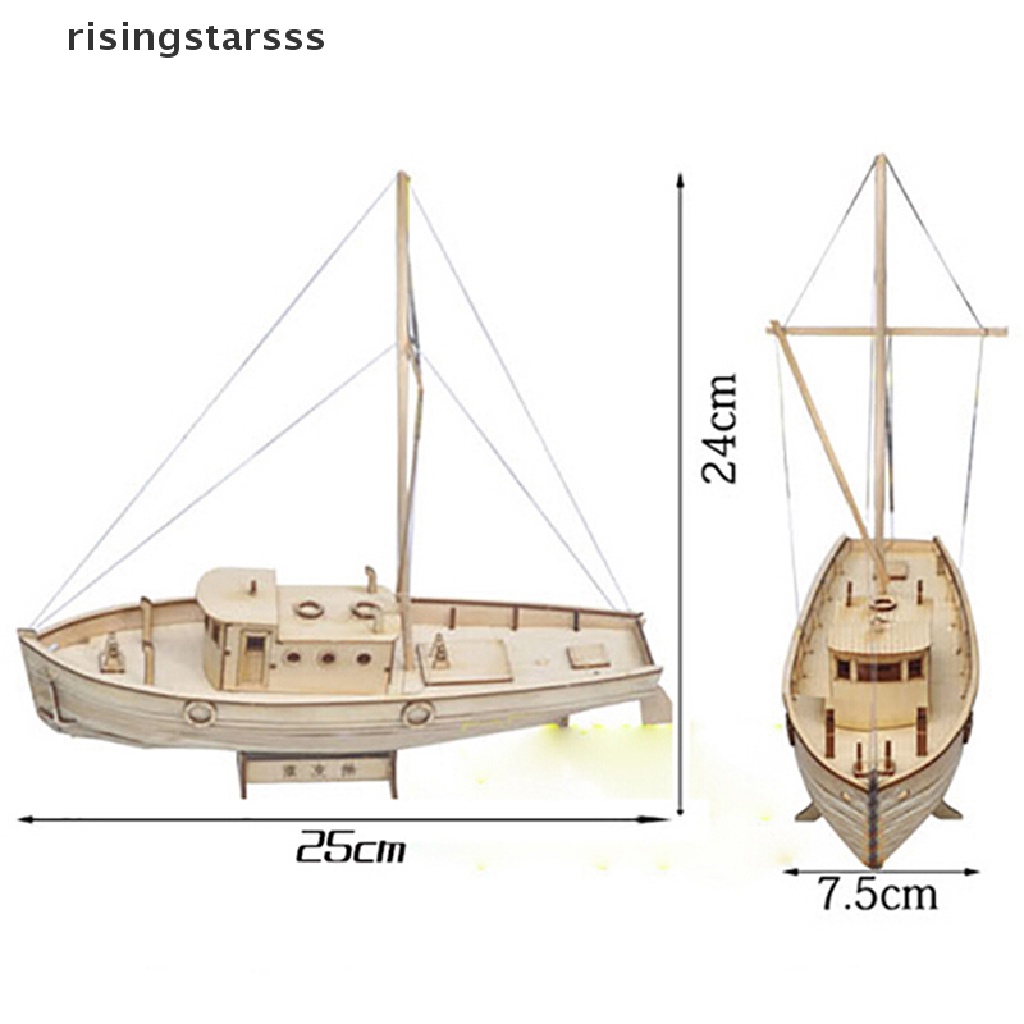 Mainan Puzzle Rakit Model Kapal Layar Bahan Kayu DIY Skala 1: 30 Untuk Hadiah