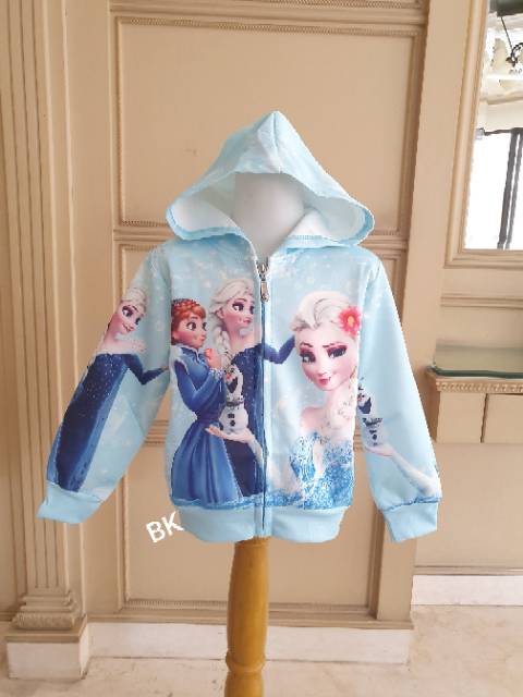 JACKET HODDIE ANAK PEREMPUAN MOTIF FROZEN ELSA ANNA / JAKET ANAK PRINCESS IMPORT