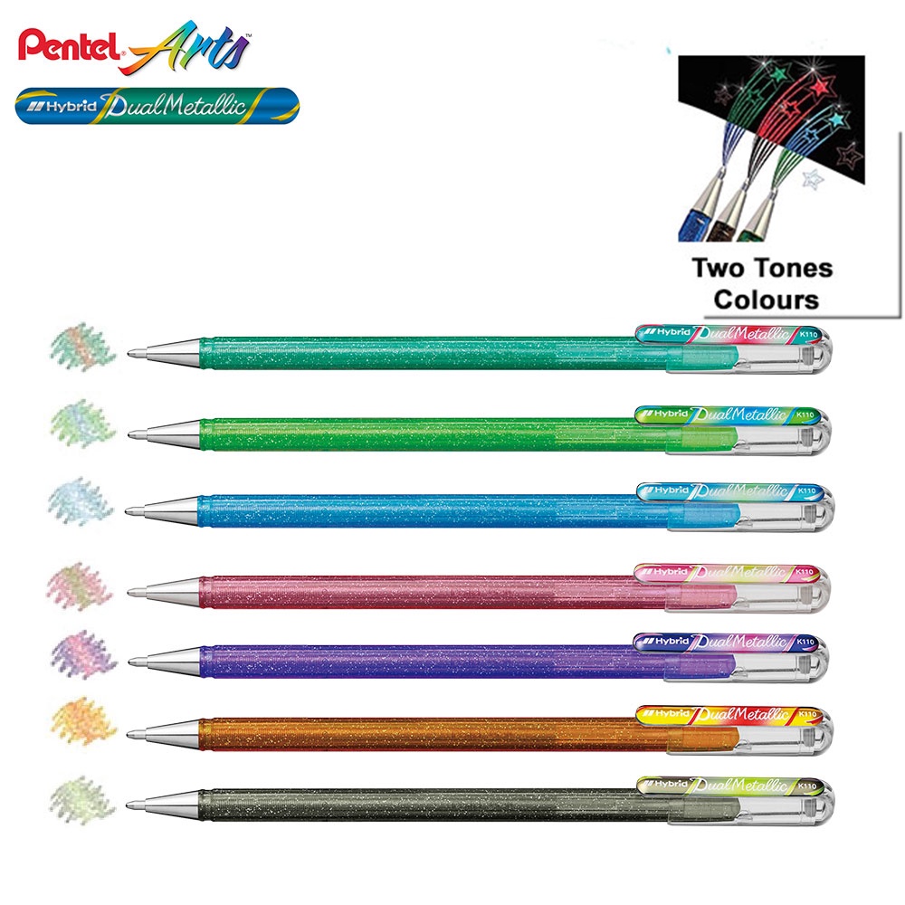 

Pentel Hybrid Dual Metallic Glitter Colour Gel Pen K110 1.0MM / Pulpen Gel Metalik Pentel