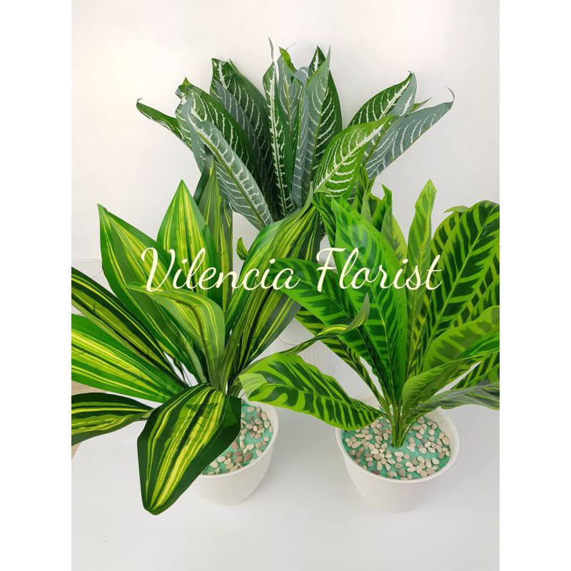 Tanaman hias palsu daun lidah mertua plastik artificial dekorasi