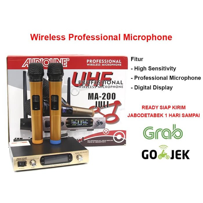 MIC WIRELESS UHF 2 HANDHELD AUDIOLINE MA-200