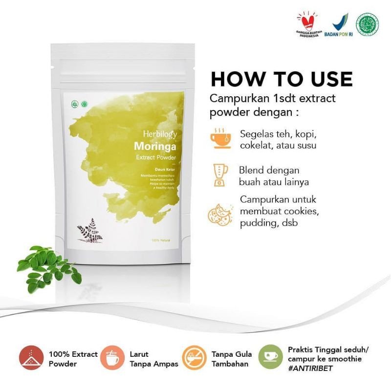 New Herbilogy Moringa - Asi Booster Daun Kelor 33x minum