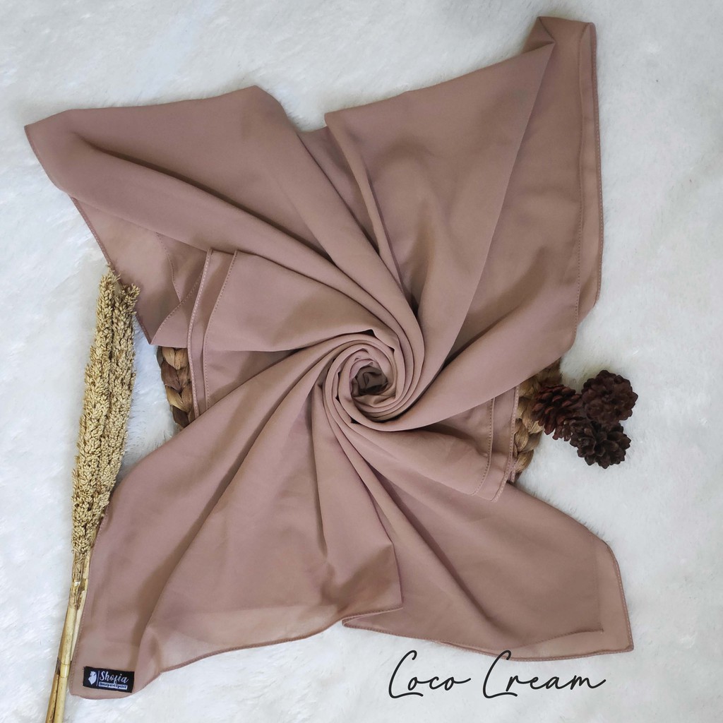 [200x75] HIJAB PASHMINA JAHIT TEPI CERUTY BABY DOLL, PASHMINA CERUTI, JILBAB PASHMINA, PASMINA-Coco Cream