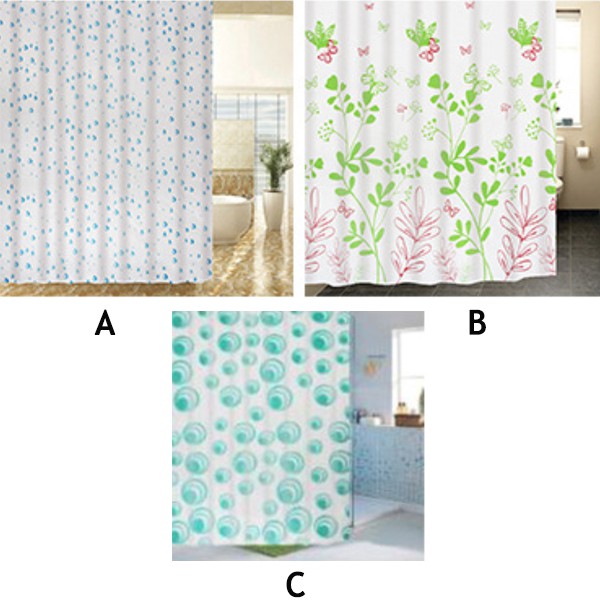 Adda Home - Tirai Kamar Mandi Shower Curtain PEVA Anti Air Termasuk Pengait