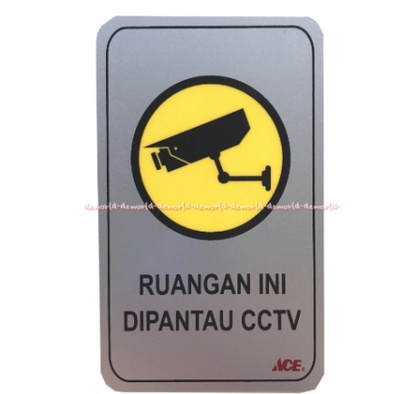 Ace Sticker Ruangan ini Dipantau CCTV stiker Abu abu Grey Stiker Kamera Pengawas Kris Krisbow Tanda CCTV Kamera Pengawas