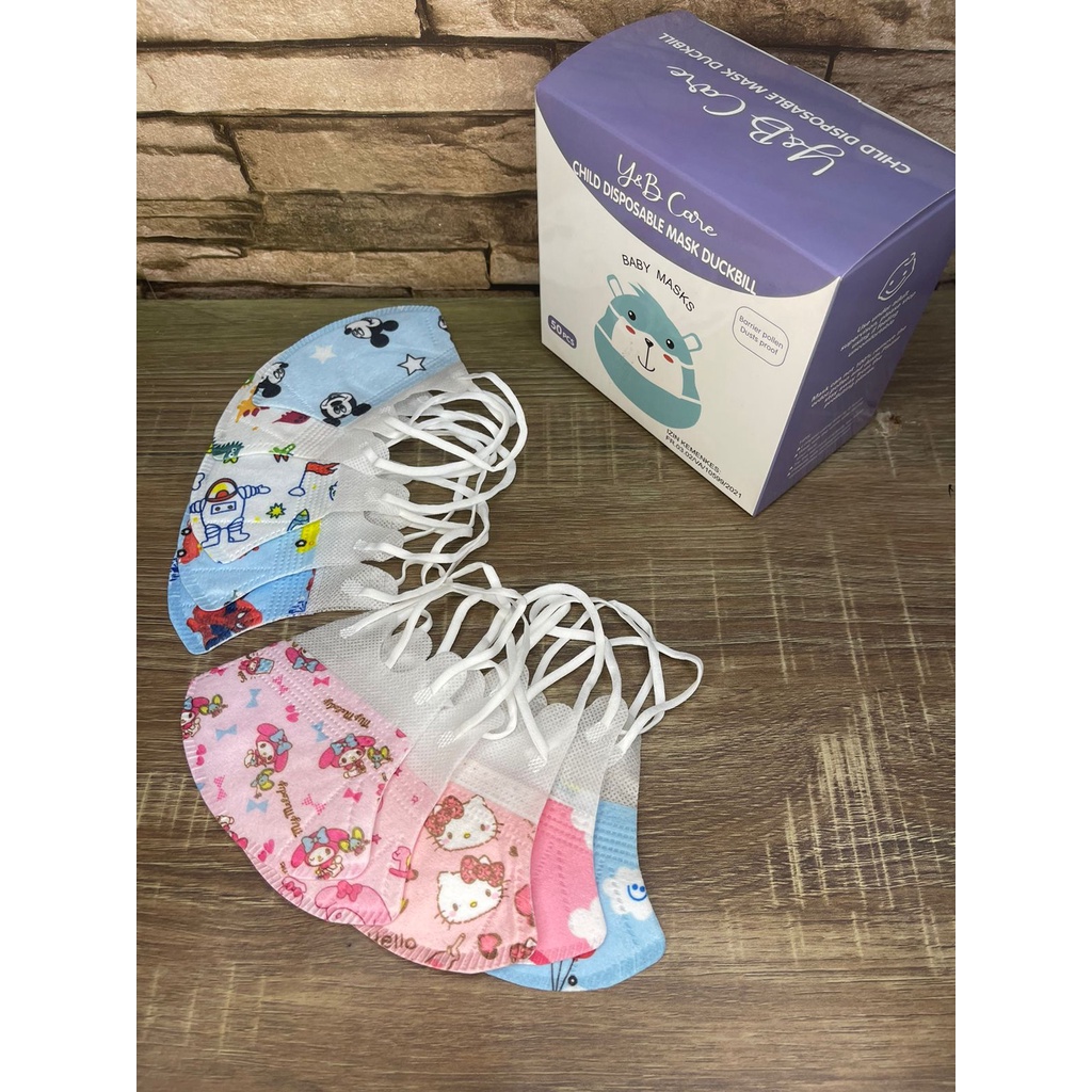Masker Dukbill Anak Motif Mix isi 50pcs / masker anak motif 0-3thn