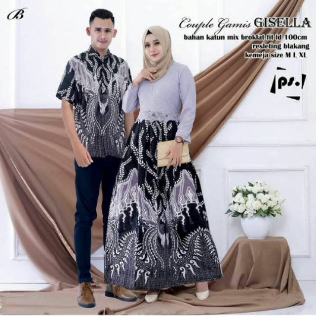 SARIMBIT GAMIS GISELLA COUPLE GAMIS BATIK MIX BROKAT MURAH
