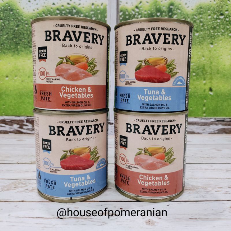 bravery wet food 290gr dog food kaleng grain free