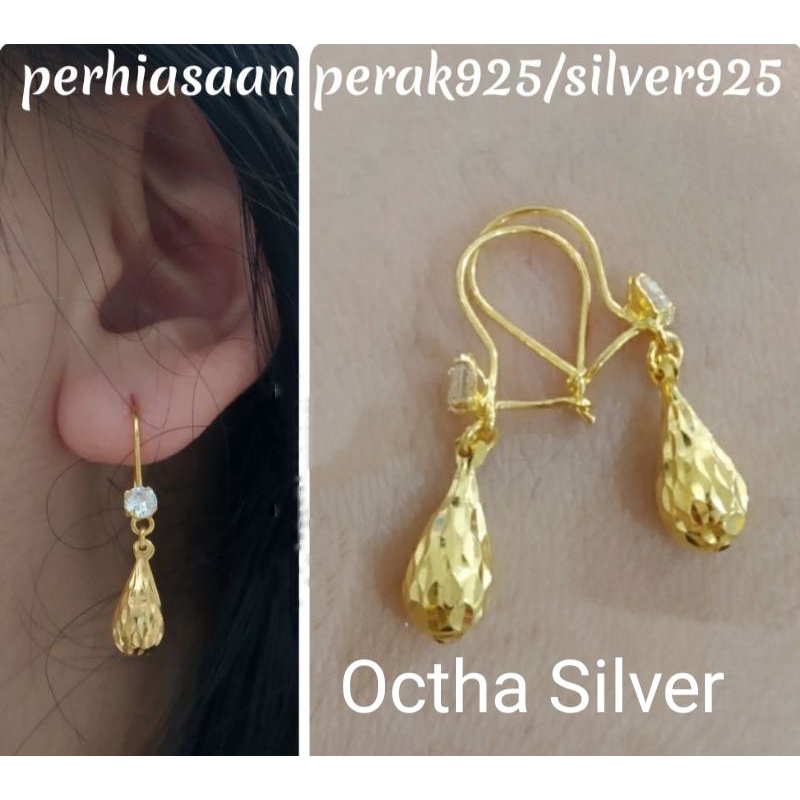 ANTING TETES AIR DEWASA PERAK 925 LAPIS MAS 24 K