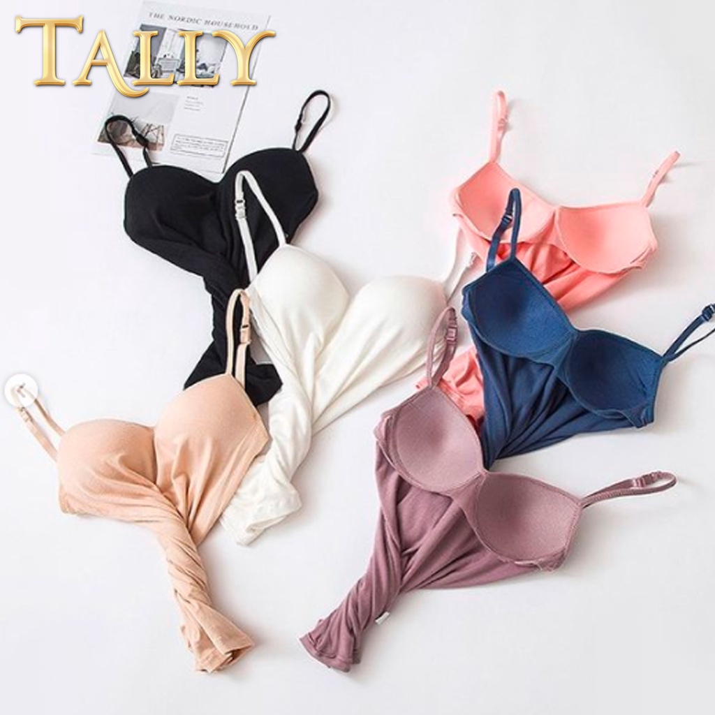 TALLY Singlet Cup Wanita Bahan Katun Bambu Fit to L - XL Tanktop Cup (Ada Busa) S 3550-3