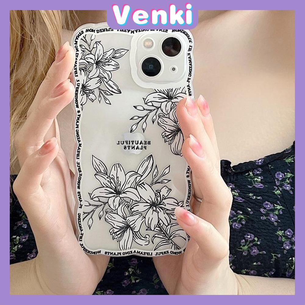 iPhone Case Silicone Soft Case TPU Clear Case Wave Anti-Slip Shockproof Protection Camera Black White Line Flower For iPhone 13 Pro Max iPhone 12 Pro Max iPhone 11 iPhone 7 Plus