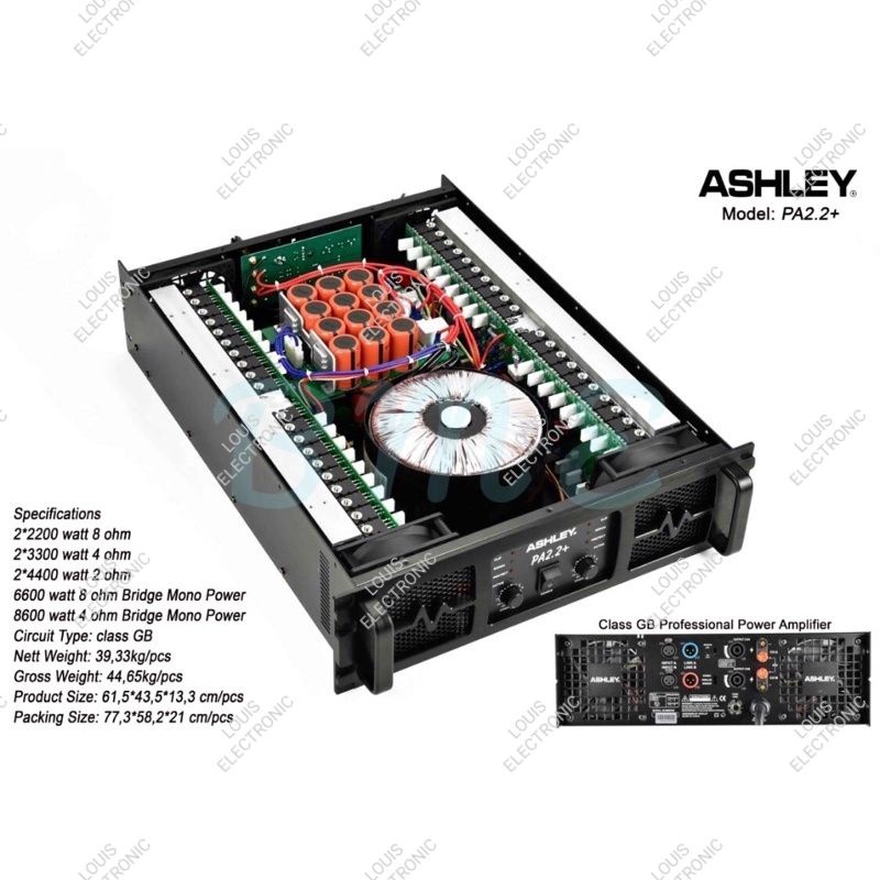 Power Amplifier ASHLEY PA2.2+ PA 2.2+ Class GB ORIGINAL