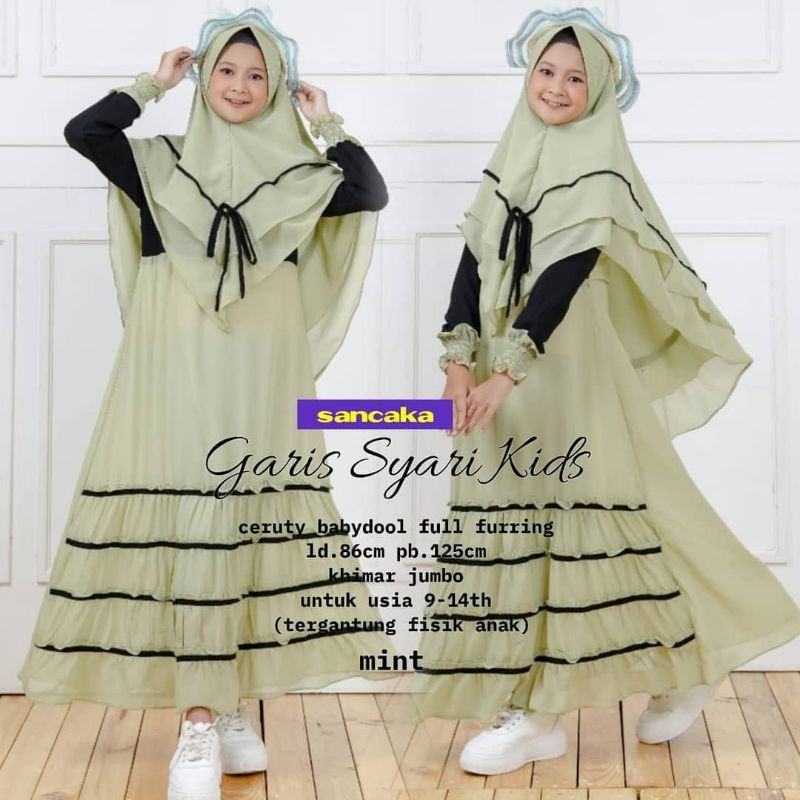 SL Garis Gamis Syari Kids // Busana Muslimah anak Remaja terlaris