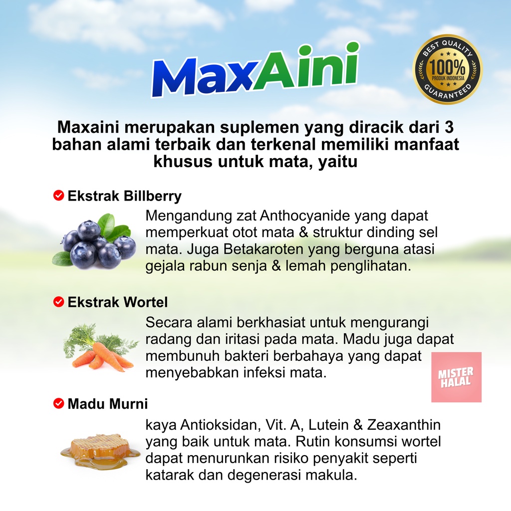 MAXAINI OBAT SEHAT MATA Original Solusi Segala Masalah Mata Asli, Obat Mata Minus, Mata Minus, Mata Merah Berair Katarak Glukoma Rabun Dekat Rabun Jauh 100% Original