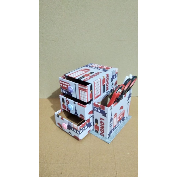 Laci mini susun 3 + tambahan kotak di samping 16x12.5x10cm kerajinan tangan