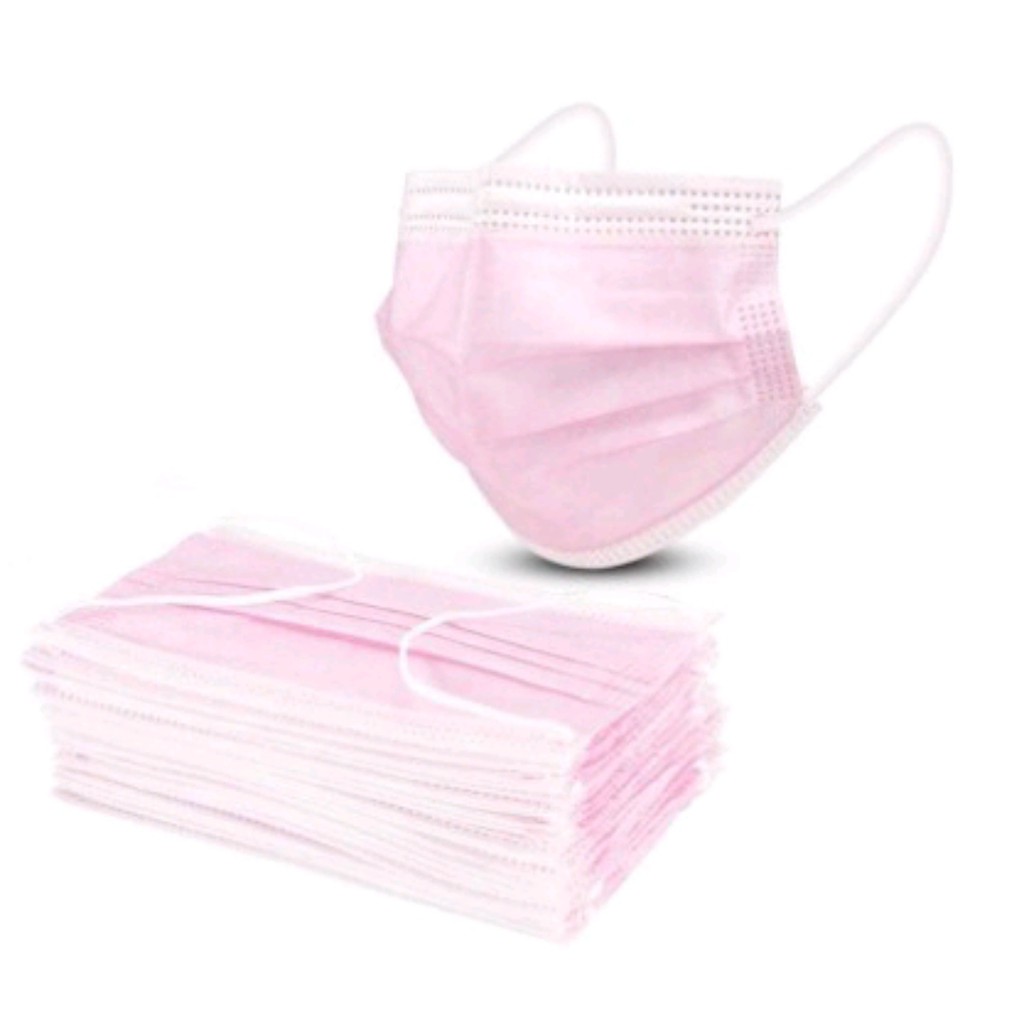 MASKER EARLOOP PINK IMPORT WARNA PINK ISI 50 / MASKER 3 PLY