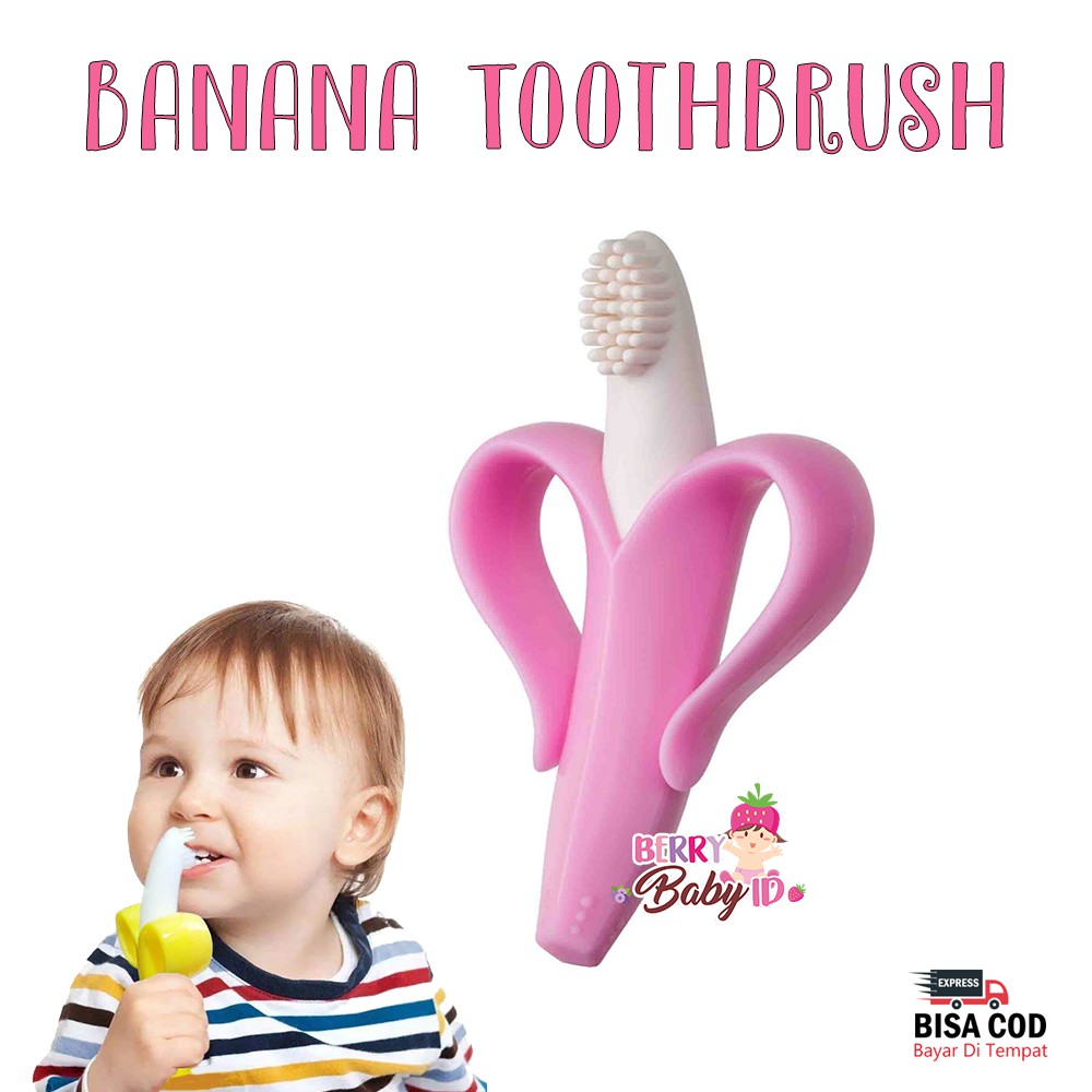 Berry Mart Banana Training Toothbrush Sikat Gigi Bayi Lunak Perlengkapan Bayi Perawatan Bayi Berry Mart