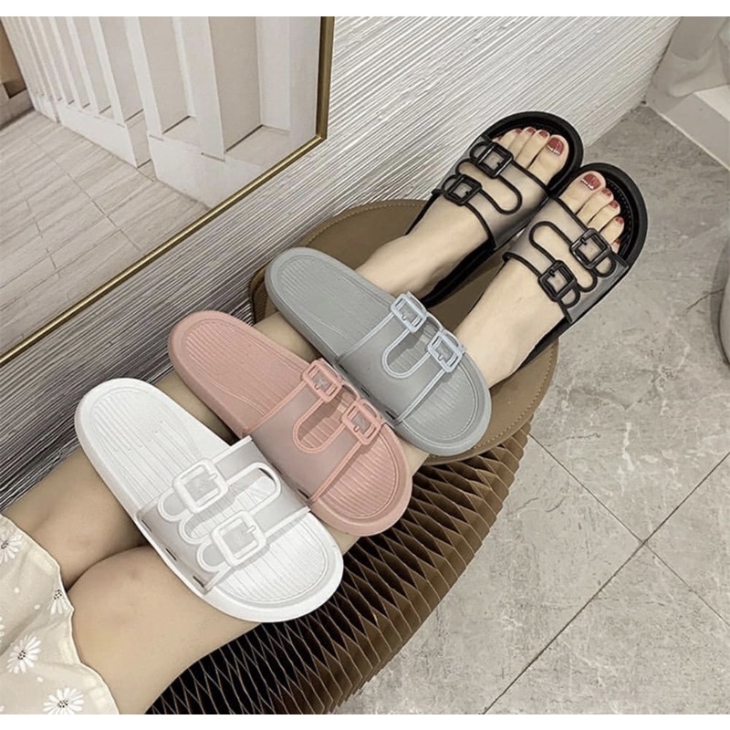 Sandal Slop Ban Dua Gesper Transparant BEST SELLER Import Morego V202-1-2