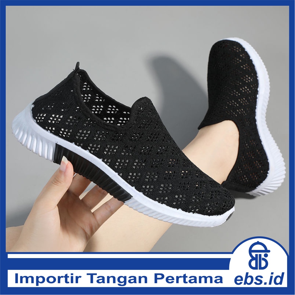 𝐄𝐁𝐒 ✅ SEP009 (Tanpa Kotak) COD Sepatu Sneakers Wanita Lubang Lubang Kecil Ringan Sporty Model Korea Fashion Casual Olahraga Santai Sport Import SEP009