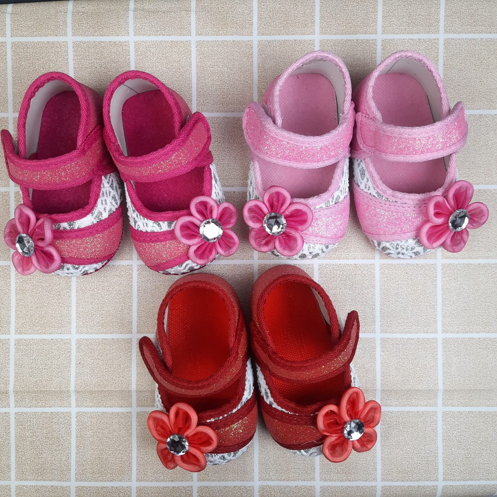 mandirishoestore-SEPATU BABY BAYI PREWALKER BUNGA PESTA ANAK 0-12 BULAN FPY18