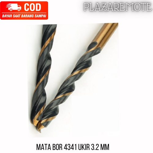 Mata Bor Baja Kecepatan Tinggi Twist 3.2 MM 4341 untuk Baja Tahan Karat, Besi, Aluminium, Kayu Dll 4341 Mata Bor Twist Jute Hitam