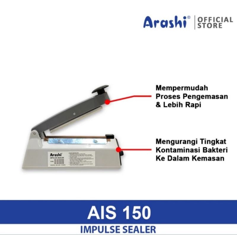 Arashi impulse sealer AIS 150. Mesin sealer plastik 15cm.