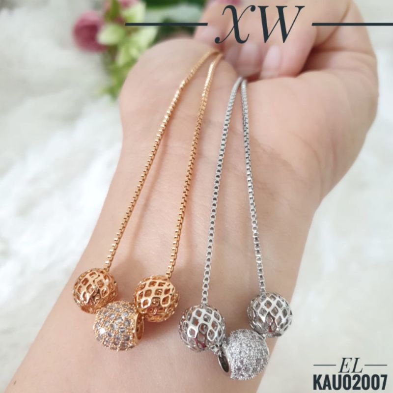 Kalung Fashion 3 bola Gold/Silver KAU02007