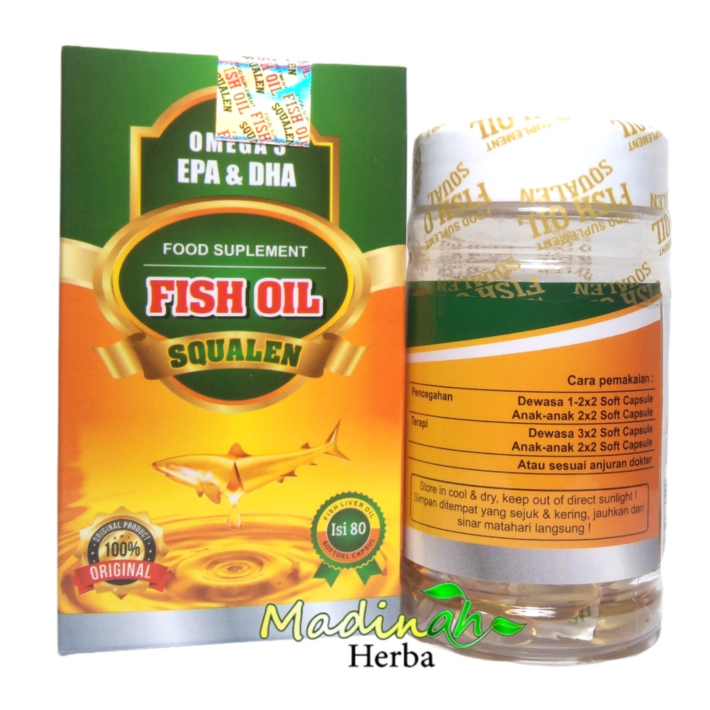 Fish oil Omega 3 Epa Dan Dha Squalen 80kp | Minyak ikan Asli